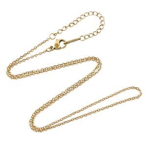 Estate Gold-Tone Stainless Steel Cable Chain Necklace 16–18" Adjustable